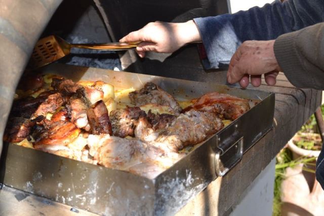 Lemon Chicken baked in the outdoor oven