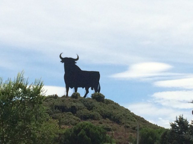 Giant bull sculpture on Rioja hilltop
